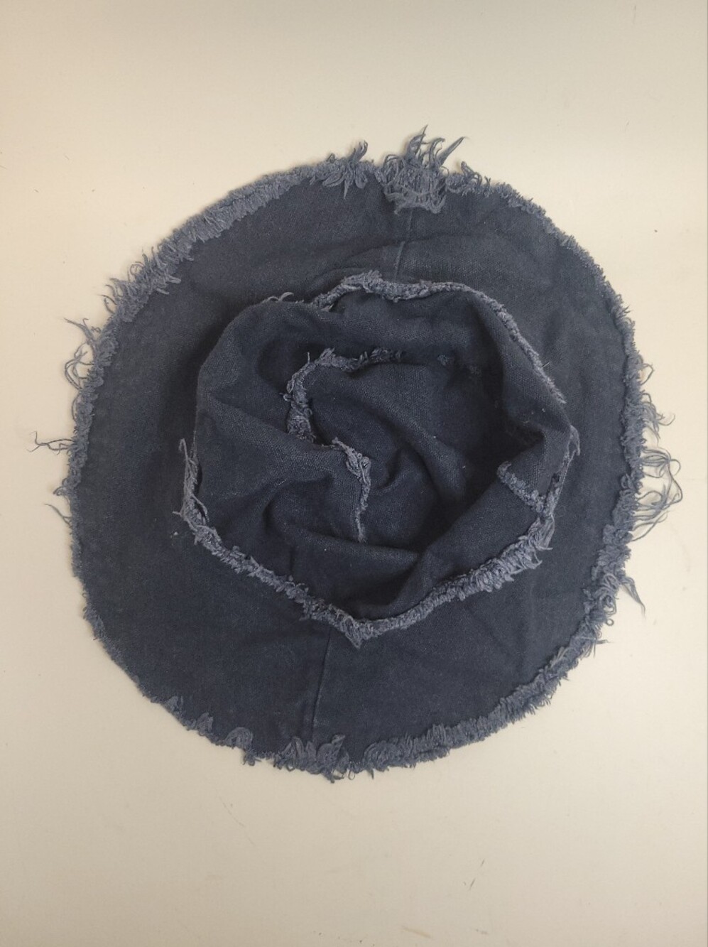 Frayed Brim Navy Cotton Bucket Hat - Picture 5 of 5